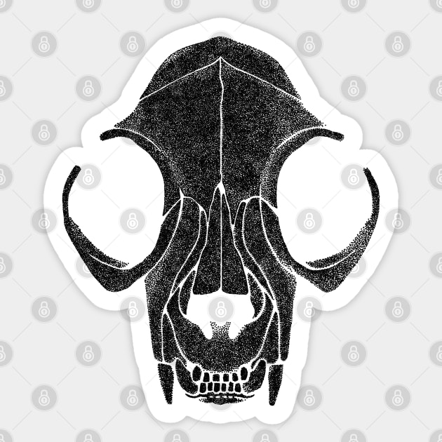 Cat Skull Black Sticker by GAz